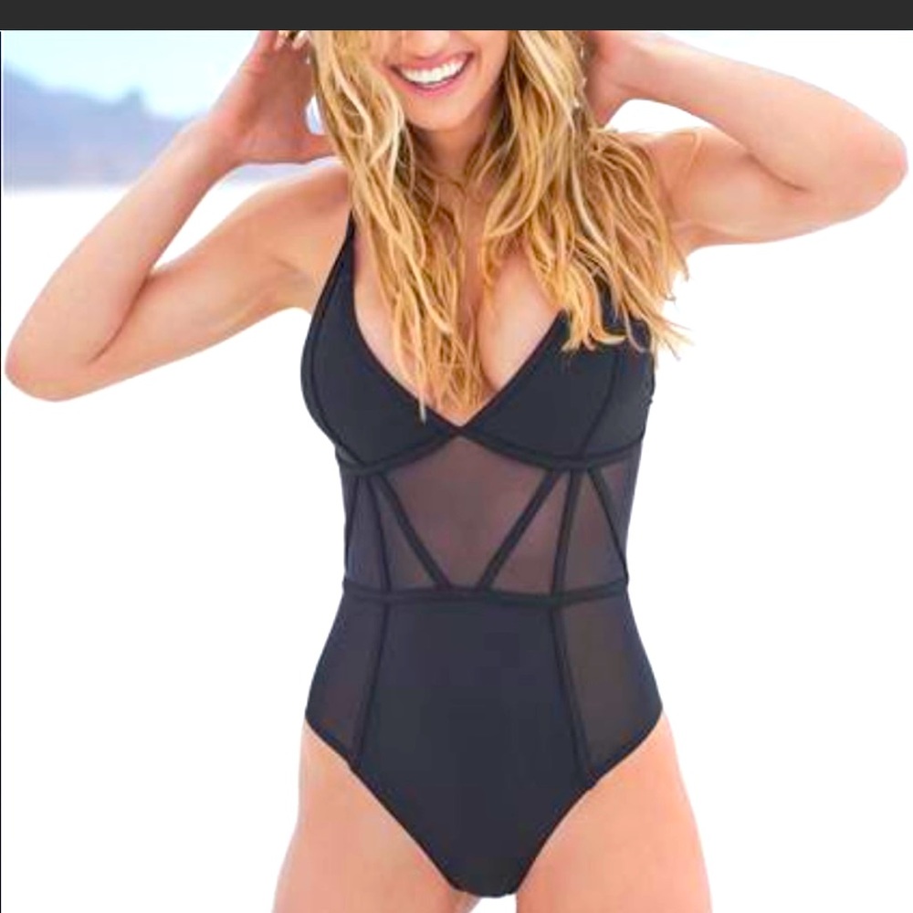 Sports Illustrated Swim Caged Black One Piece